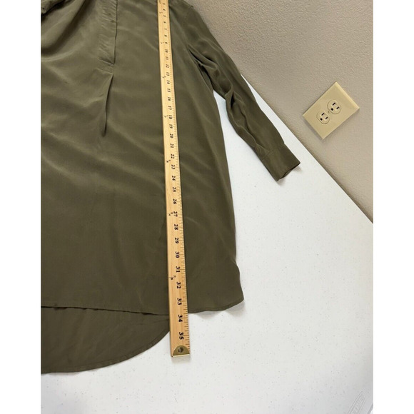 AllSaints Alex Shirt Dress Size US 4 Olive Green Long Sleeve Button Front Silk - Picture 13 of 15